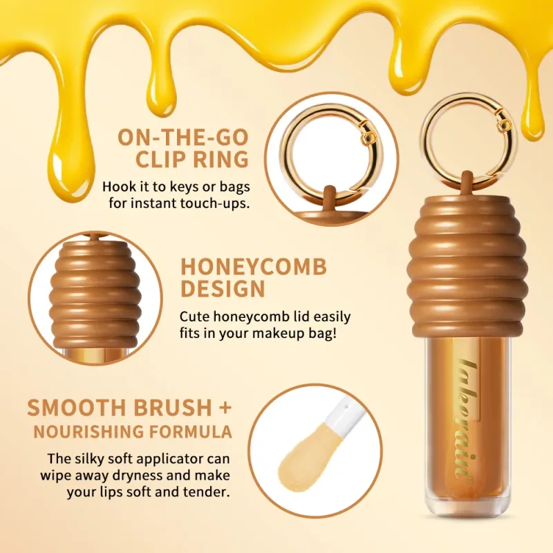 Lakerain Honey Lip Gloss Glossy Υφή Ελαφριά μη κολλώδη μακράς διαρκείας ενυδατωμένο πανέμορφο γυαλιστερό φινίρισμα απαλό μακιγιάζ χειλιών
