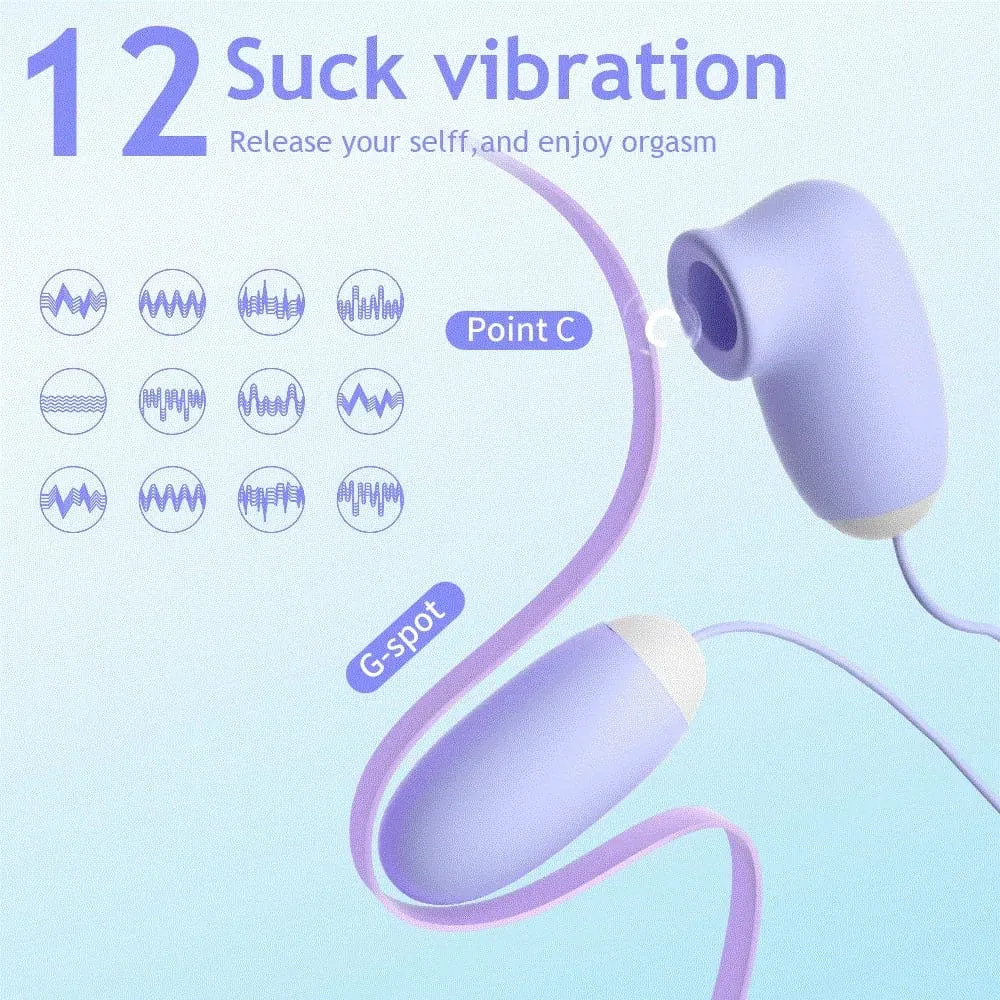 Magic Box Clitoral Sucking Vibrator with Vibrating Egg G Spot Nipple Sucker Stimulator 12 Speeds Vagina Ball Sex Toys for Woman