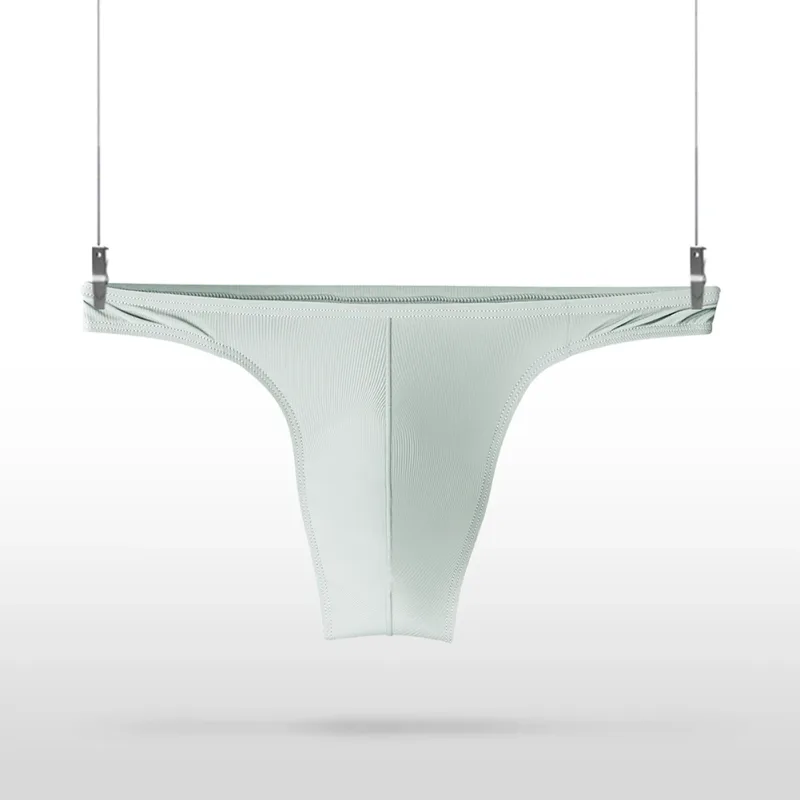 Ice Silk Thongs Men Sexy Underwear Soft Ribbed G-string Breathable Underpants Seamless Panties Male Lingerie Bulge Pouch Briefs