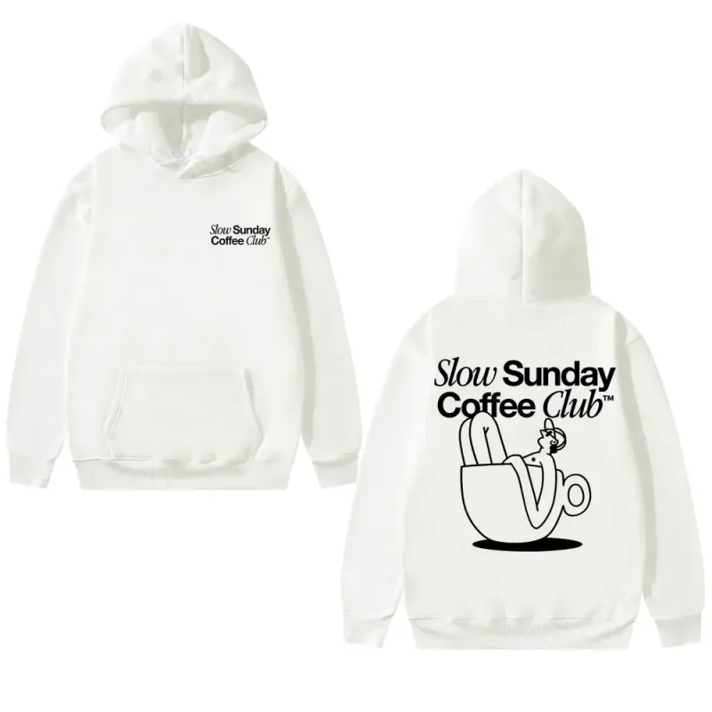 Unisex Slow Sunday Coffee Club Pull à capuche Funny Meme vintage Casual Streetwear Sweatshirt, plusieurs couleurs disponibles