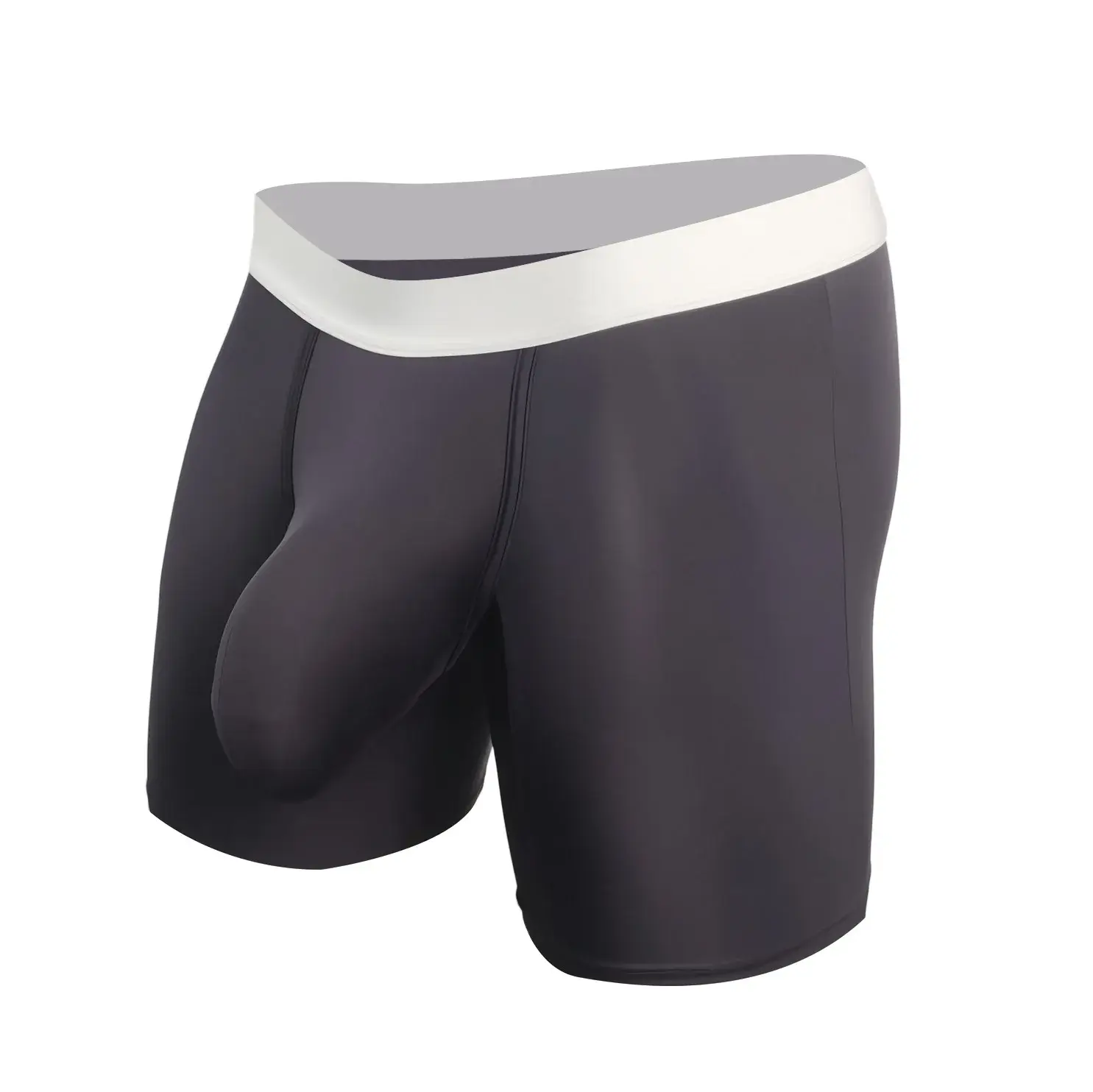 Mens Cool Ice Silk Boxer Briefs Extra Deep Pouch Breathable Long Running Sport Gym Underwear Anti Chafe Free Soft Trunks
