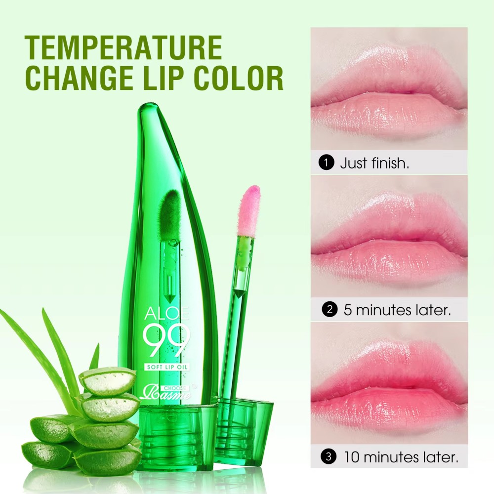 Aloe Vera Moisturising Lip Gloss Warm Feeling Colour Changing Lip Glaze Long Lasting Moisture Lip Oil