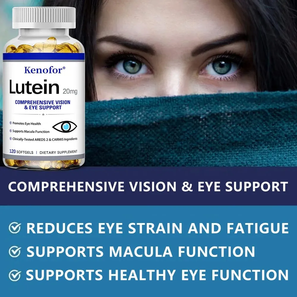 Lutein Capsules - with Zeaxanthin and Vitamin E - Powerful Antioxidant Eye Health Improve Vision Health - 120 Capsules