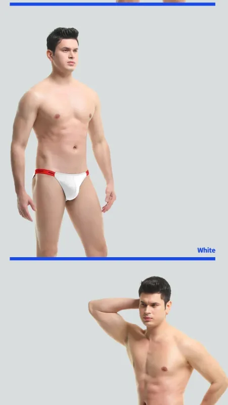 Men's Underwear Solid Color Elastic Tight Sexy Low Waist Ice Silk High Fork Thong Fitness Sports Comfortable Triangle Shorts