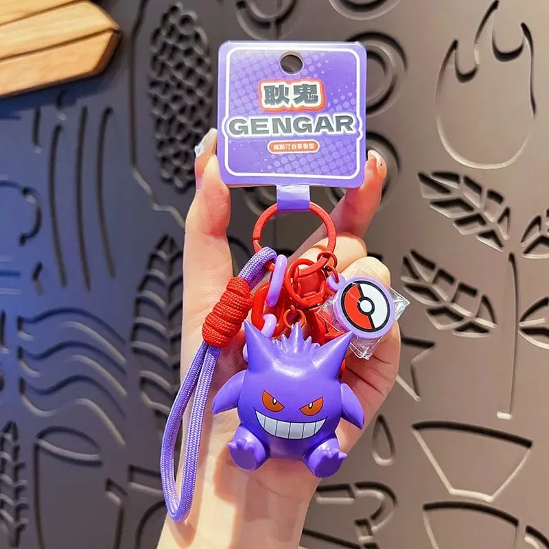 Genuine Pokemon Keychain Pikachu Gengar Sylveon Sprigatito Quaxly Fuecoco Anime Action Figure Toy Keyring Fragrance Pendant