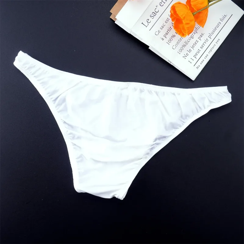 Man Solid Color Ice Silk Seamless Briefs Low Waist U Convex Male Panties Ultra-thin Underwear Elastic Quick Dry Breath Panty