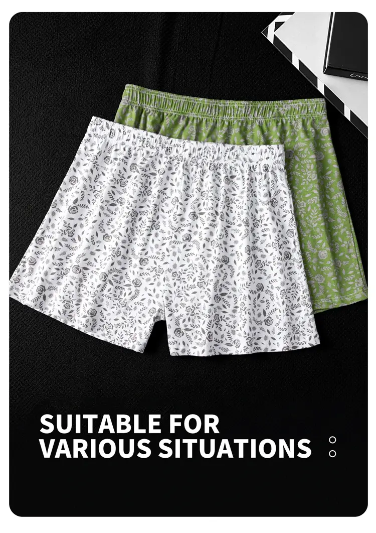MiiOW 3/4/6Pcs Cotton Breathable Men Underwear Boxers Rose Print Man Underpants Skin-friendly Softness Mens Panties Boxer Briefs