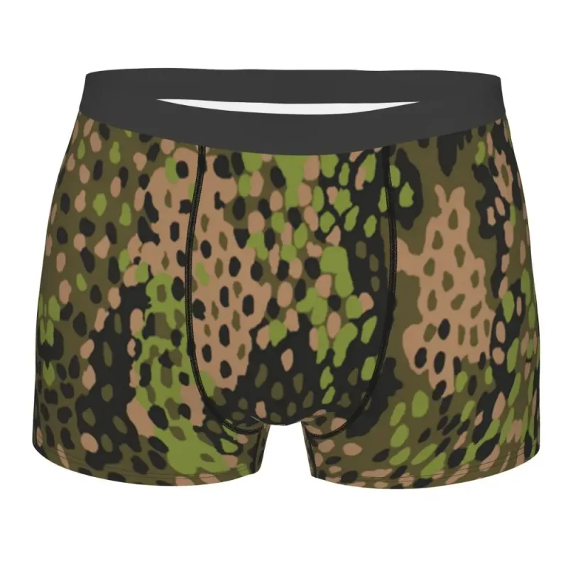 Muž Cool WW2 Camo Spodní prádlo Německo Arm Vojenské Maskovací Boxer Kalhotky Strečové šortky Kalhotky Kalhotky