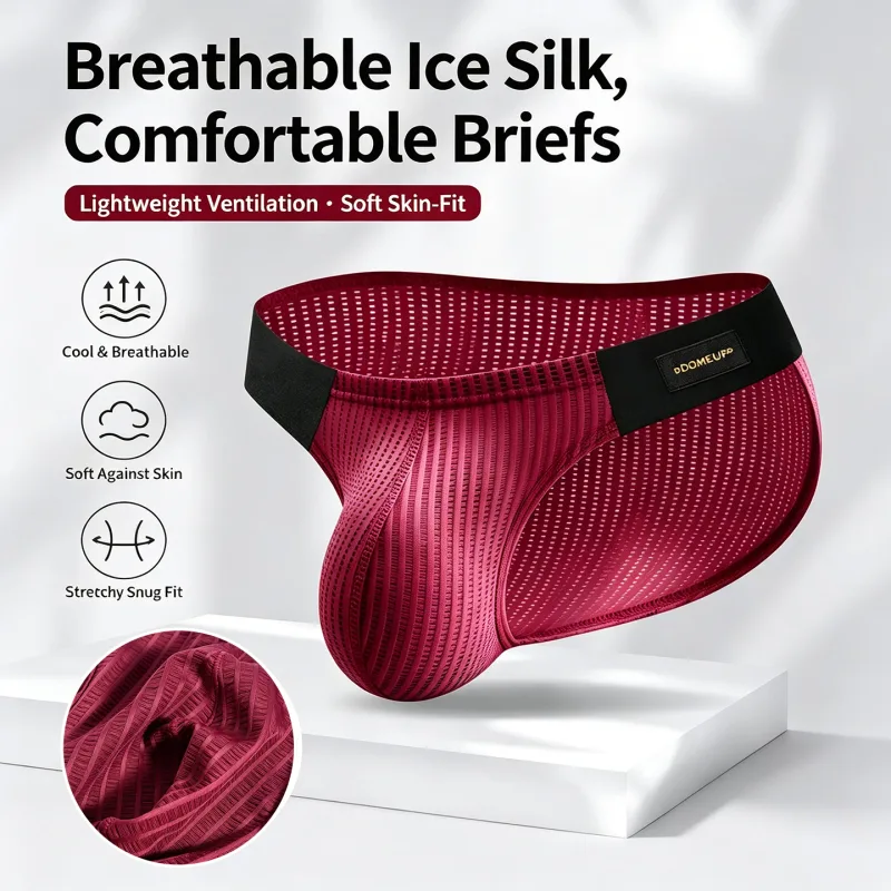 New Men's Silky Mercerized Briefs Quick‑Dry Breathable Lightweight Premium Texture Gym Workout Sports Male Underpants