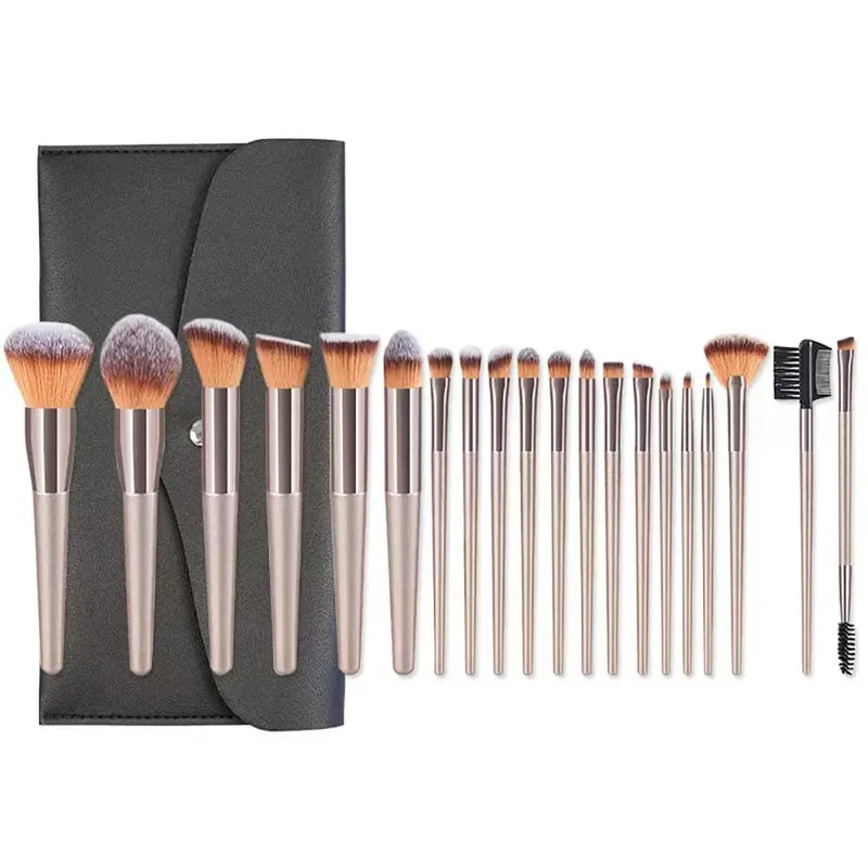 15 Buah Set Kuas Rias dengan Tas Bedak Eye Shadow Foundation Bibir Alat Kecantikan Profesional Kuas Rias