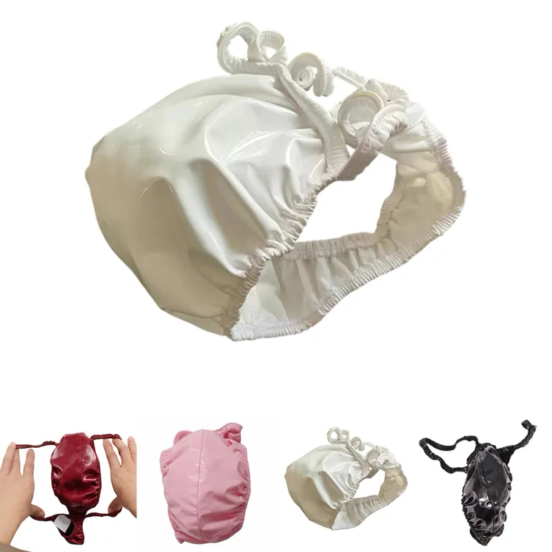 Latex Leather Thongs For Men Black Mens G-string Glossy Finish PU Polyester Spandex 15 PU 72 Polyester 13 Spandex