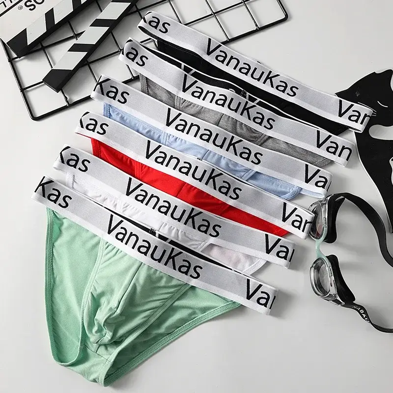 New Men's Underwear Briefs High-Cut Small Triangle Underpants Sexy Low-Rise Hollow Out Cotton Panties with Elastic Waistband