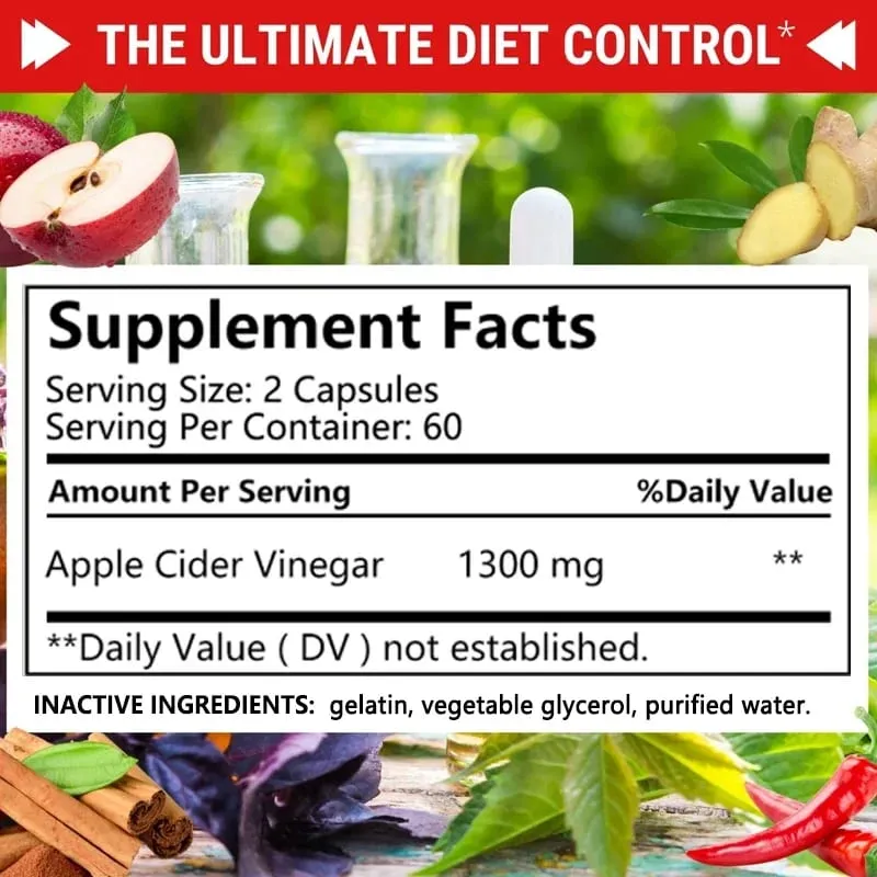 Daitea apple cider vinegar capsules support obesity-prone body management burn fat and inhibit fat accumulation