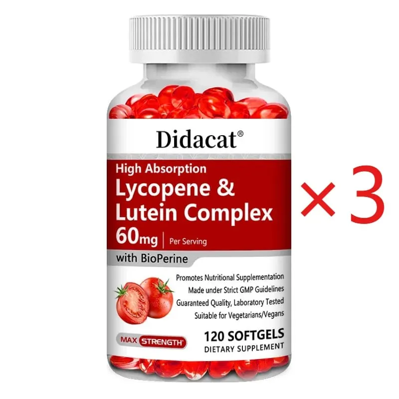 Σύμπλεγμα Λυκοπενίου & Λουτεΐνης 60mg Κάψουλες με Αντιοξειδωτικό Bioperine που υποστηρίζει την υγεία των ματιών και του ουροποιητικού συστήματος της καρδιάς του προστάτη