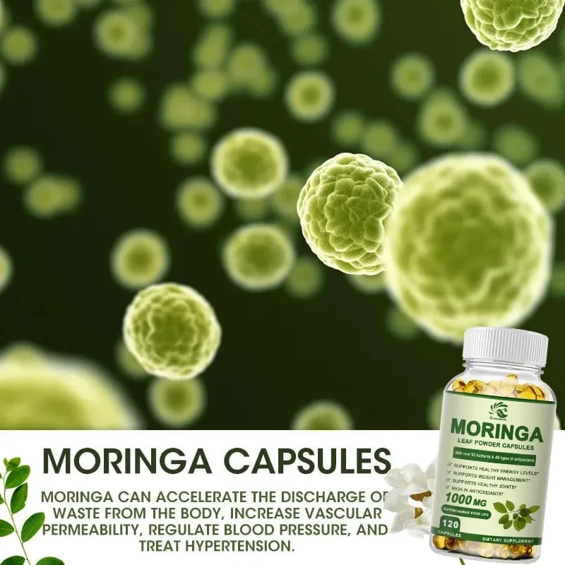 Greensure Moringa Oleifera 1000 mg Capsules Extra Potency 50:1 Extract Energizing Antioxidant 60/120 Vegetarian Capsules