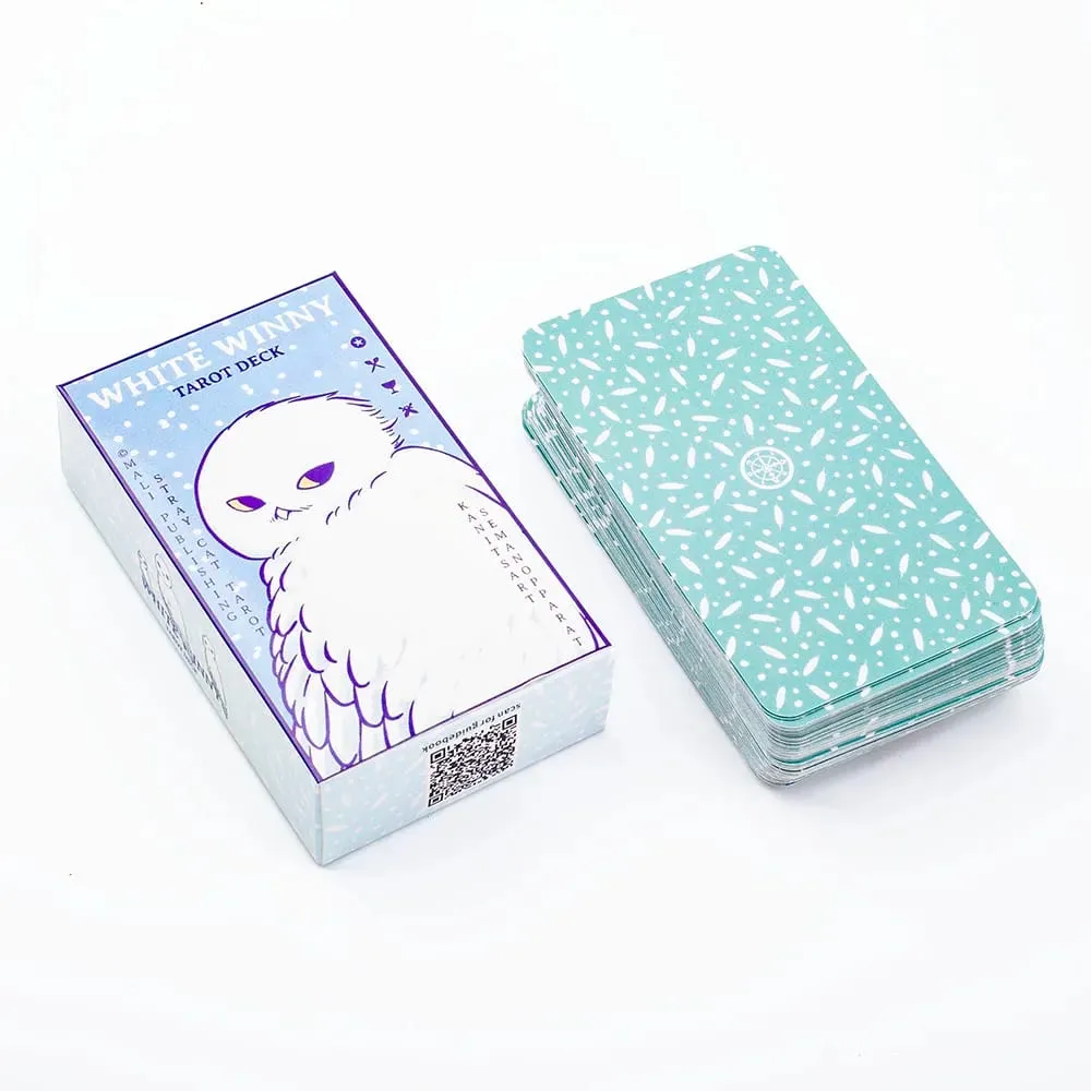 Fehér Winny Tarot angol kiadású 80 kártyapakli PDF-útmutatóval, sorsjóslás kártyákkal kezdőknek, társasjátékoknak