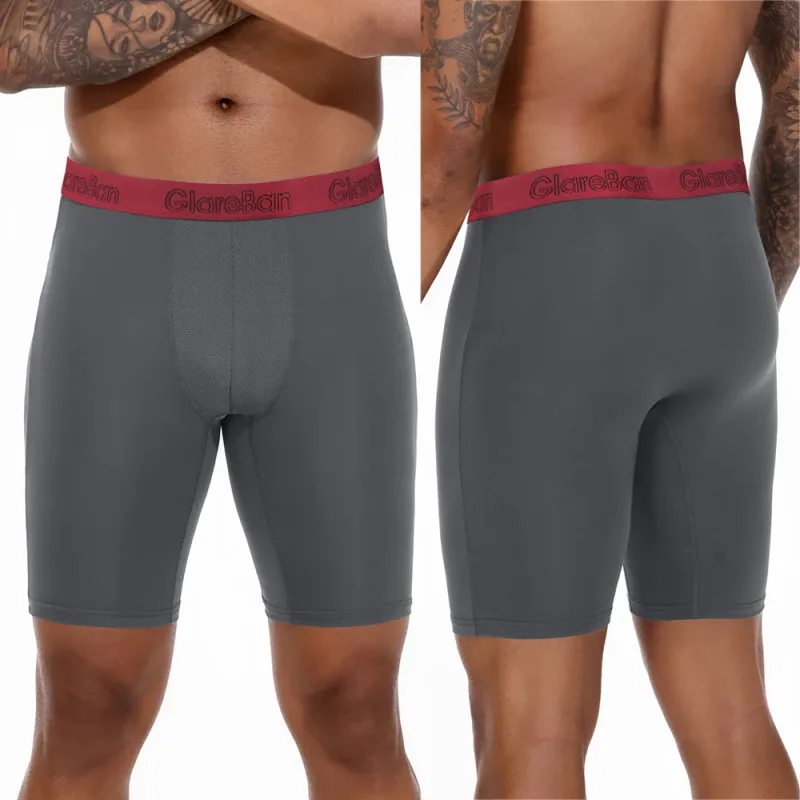 4 Stück gemischte Farben, schnell trocknende Boxershorts mit langem Bein, Unterhose, Unterwäsche für Zuhause und Sport, hochwertige Herrenhöschen