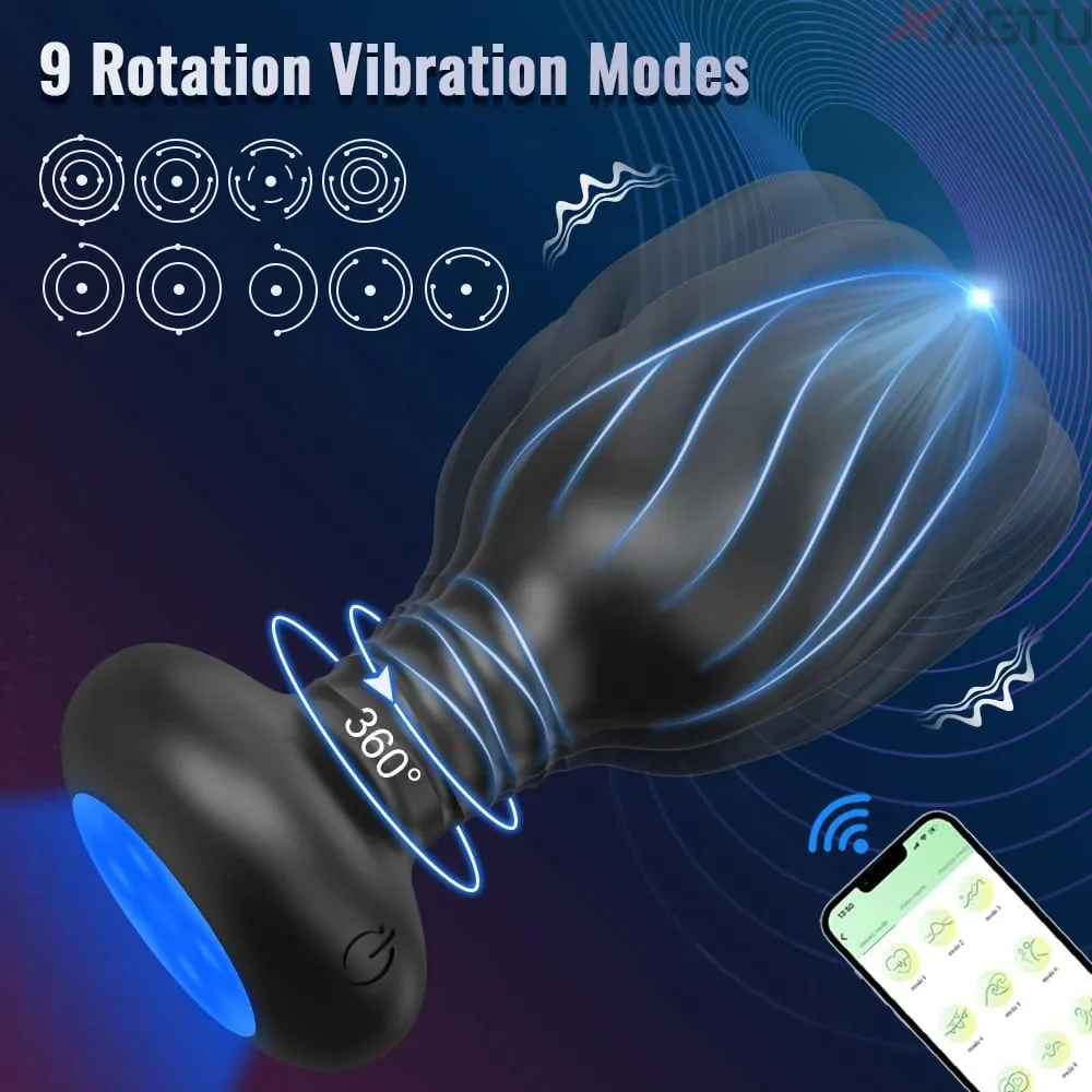 בקרת אפליקציות LED סיבוב תקע תחת רוטט לנשים לנענע ויברטור אנאלי גברים הומוסקסואלים תקע אנאלי אינטראקציה צעצוע מין לזוגות