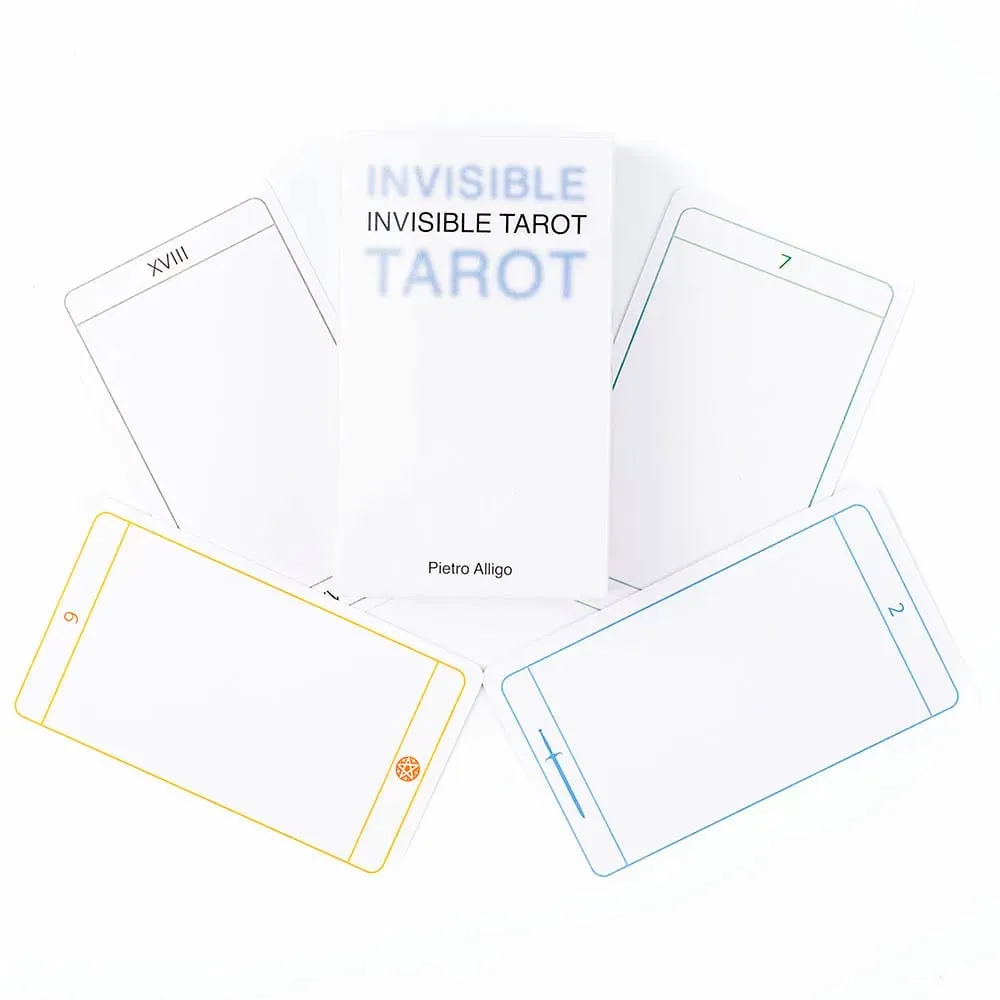 Invisible Tarot 78 קלפים ריקים צור חפיסת טארוט משלך 10.3*6 ס"מ 10.3*6 ס"מ English Visions Divination Edition חפיסת לוח משחקי לוח