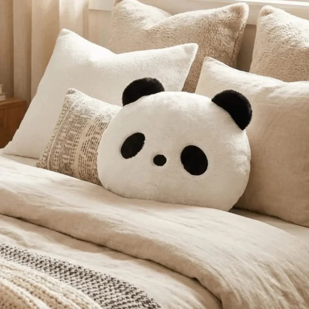 Kitömött állat plüss panda párna lakberendezési hálószoba kanapé töltött panda párna 30 cm Kawaii panda dobó párnák