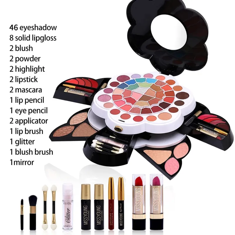 Κορυφαία σε πωλήσεις All-in-One Κιτ θήκης μακιγιάζ Eyeshadow Lipstick Blush Highlight Palette Φορητό πλήρες σετ καλλυντικών μεγάλης διάρκειας