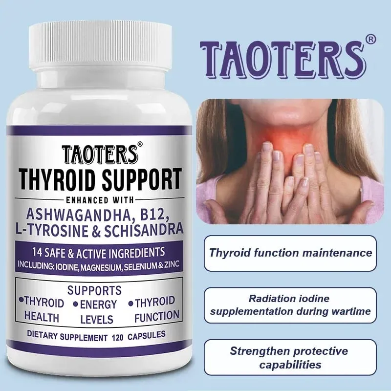 Thyroid Support with Iodine - 120 Capsules (Non-GMO)Energy & Focus & Boost Metabolism - Thyroid Health Supplement