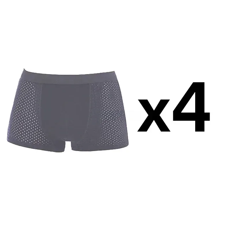 4Pcs Men's Boxer Briefs Ultra Soft Anti Odor Underwear Breathable Mesh with Ventilation Holes Stretch Comfort for Daily