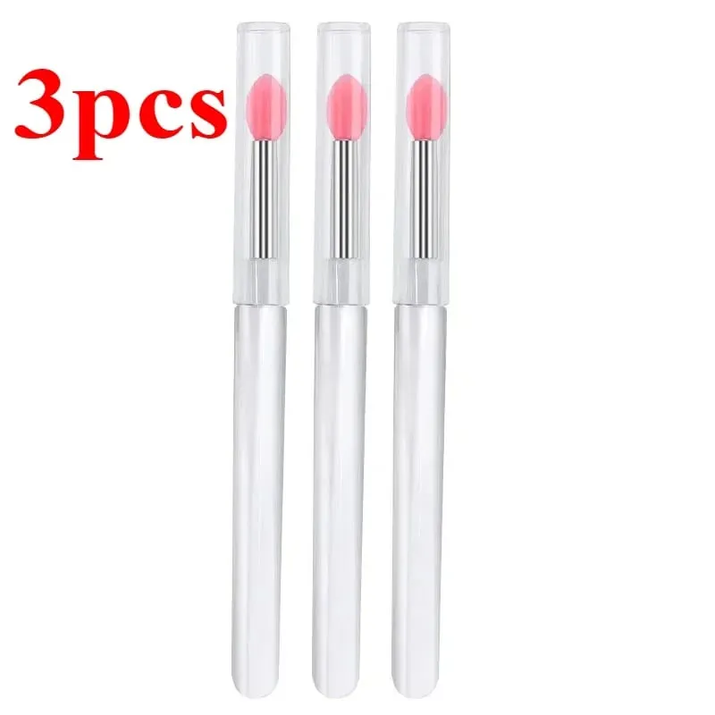 3/5/10 Buah Aplikator Stik Bibir Kuas Lipstik Silikon Lembut Pegangan Jernih Portabel Alat Kecantikan Lipgloss Microbrush Bersih