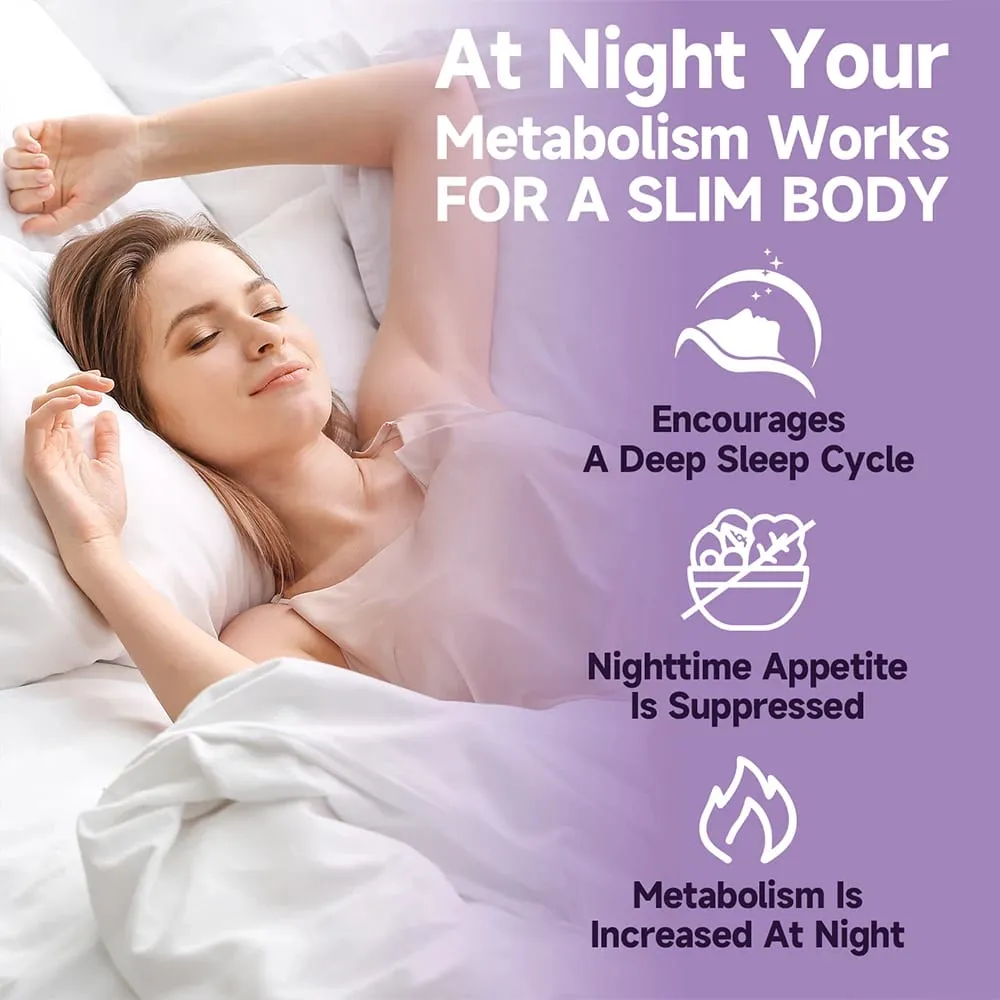 Nighttime Fat Burner Boosts Metabolism Weight Management Improves Sleep - 500 Mg Serving 120 Capsules