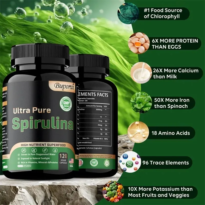 Organic Spirulina - Detoxification Immune System Cardiovascular Antioxidant Nagpapabuti ng Digestive Health
