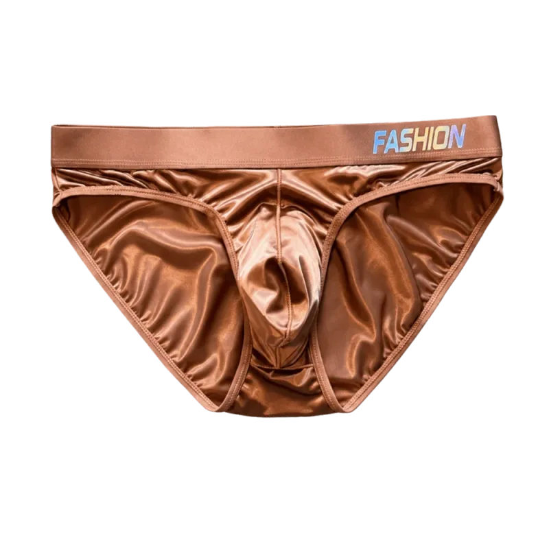 Underwear Men's Triangle Panties Low Waist Ultra Smooth Satin Silky Briefs Lingerie Gradient Letter Glossy Underpants Large Size