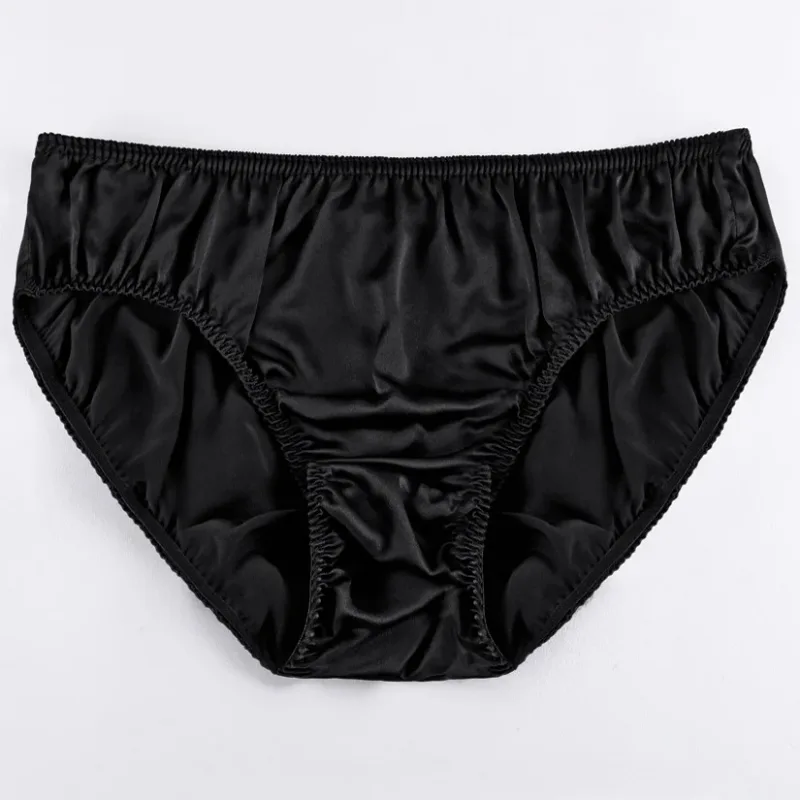 100% Mulberry Silk Men Sexy Underwear Wrinkle Briefs Breathable Male Panties Pure Silk Trigonometric Soft Man Underpants Summer