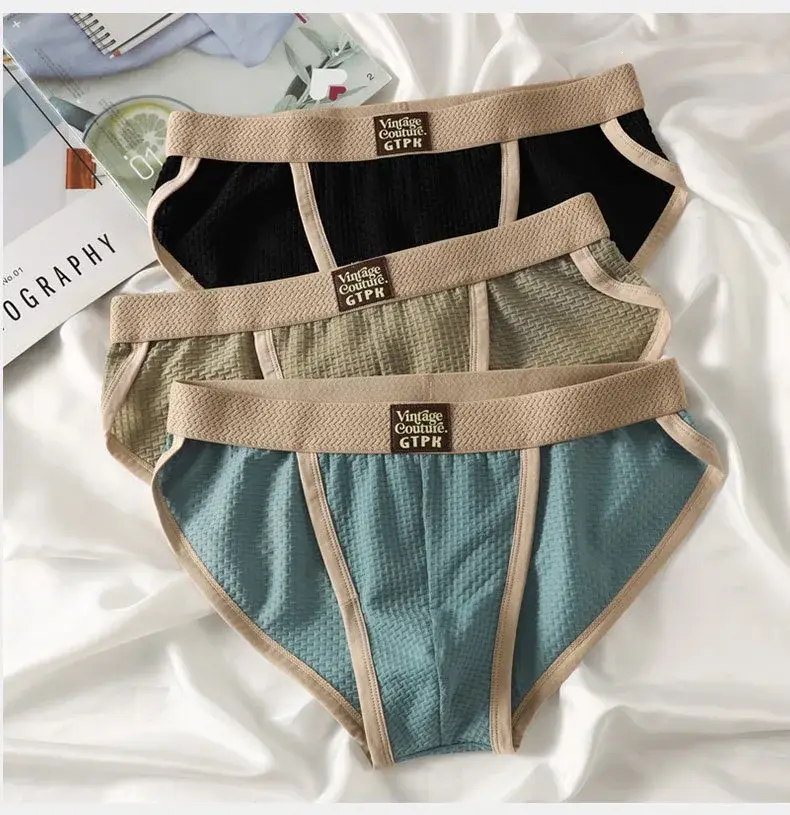3 pcs Vintage Men High Cut Nylon Briefs Ice Silk Mesh Cool Underpants Soft Breathable Quick Dry Mens Underwear