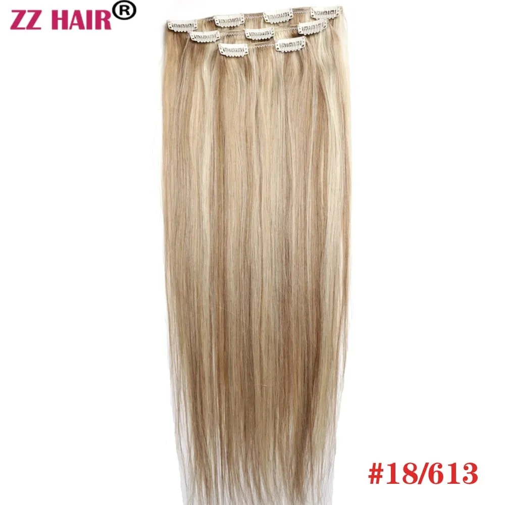 100% תוספות שיער Human Remy 16"-28" 80g-100g 3 יחידות סט 1x20 1x15 1x10 קליפס-בשלוש חתיכות אור ישר טבעי