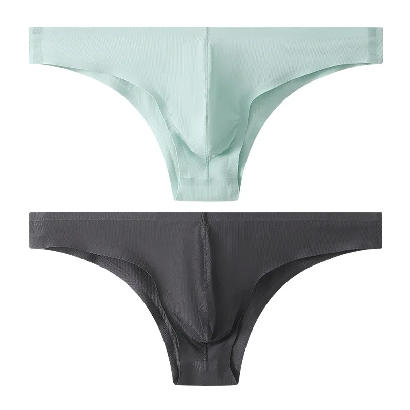 Half Hip Small Triangle Men's Underwear Low Waist Sexy Young Men Ice Silk Seamless Briefs Summer Lightweight Breathable Panties