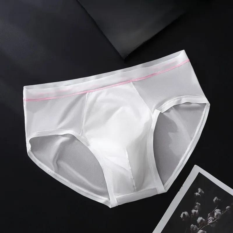 Men's Seamless Ice Silk Briefs Underwear Bulge Pouch Solid Breathable Panties Calzoncillos Hombre Slips Male Panties