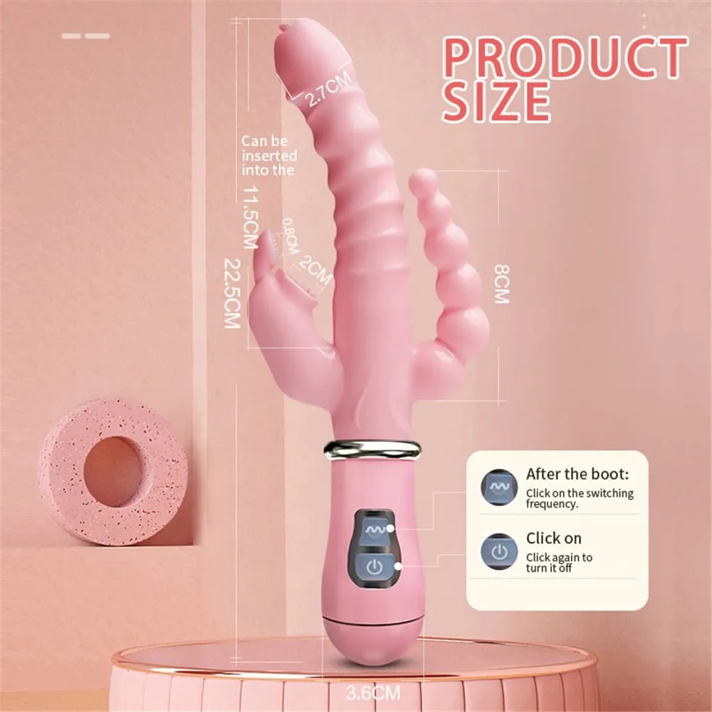 Vibrátor Erőteljes 3 az 1-ben Műpénisz Rabbit Vibrátor Vízálló Anális Clit Vibrátor Szexjátékok Női Párok Flörtöl Dildo Vibrátor