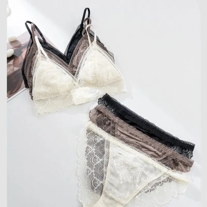 Birdtree Real Silk Bra Brief Σετ Γυναικεία Triangle Cup Εσώρουχα Χαμηλή μέση Δαντέλα Κομψά Σετ Άνοιξη 2026 Νέο A61815JF