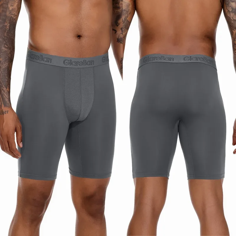 4 Stück gemischte Farben, schnell trocknende Boxershorts mit langem Bein, Unterhose, Unterwäsche für Zuhause und Sport, hochwertige Herrenhöschen