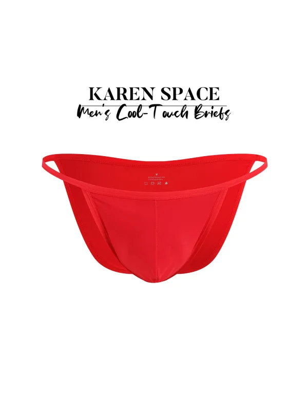 1PC Men's Sexy Low-Waist Briefs with Large Pouch Single Color Thin Belt Comfortable Thin Design for Summer Pure Color Underwear