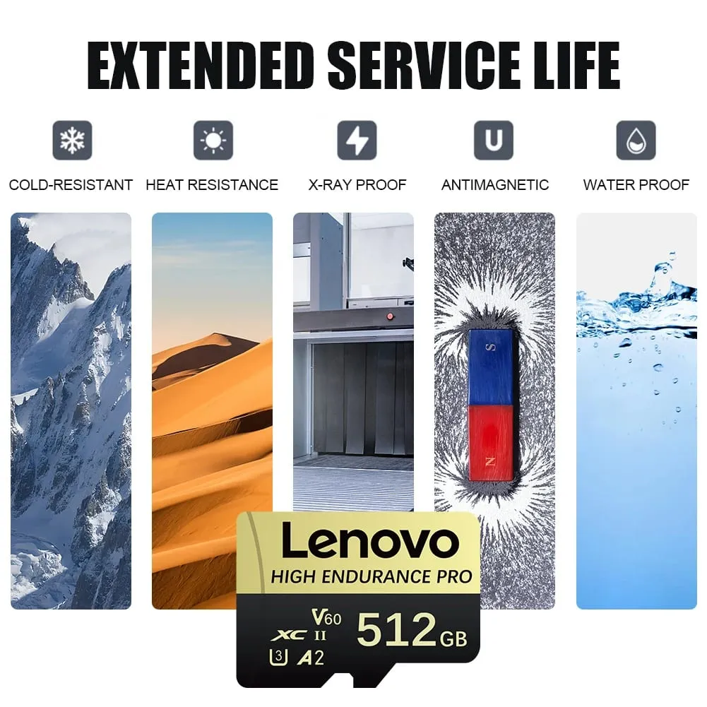 Lenovo High Speed ​​Class 10 Mini SD Card Memory 256GB Micro TF Card for Smartphone - 32GB 64GB 128GB 256GB 512GB