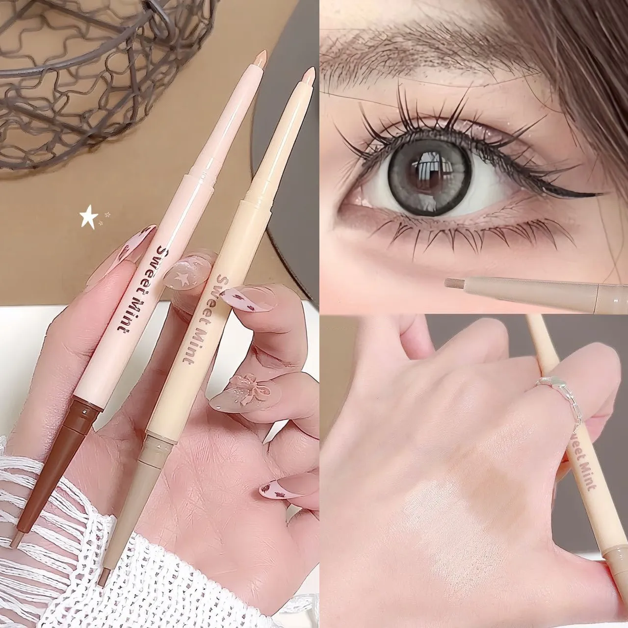 Double Head Eyeliner Pen Lying Silkworm Eye Brighten Bronzer 2 σε 1 Αδιάβροχο και ανθεκτικό Φυσικό μακιγιάζ που δεν είναι εύκολο στη βαφή Halo
