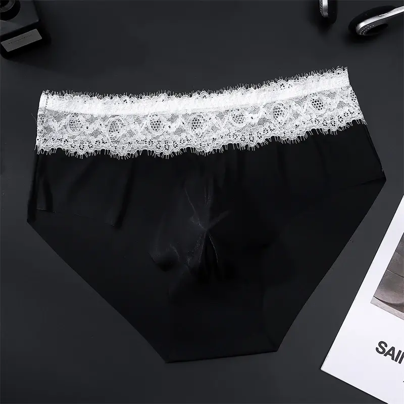 Ice silk men's underwear seamless cueca lace Sexy lingerie thin convex bag calzoncillos hombre adults 18 plus tangas japonesa