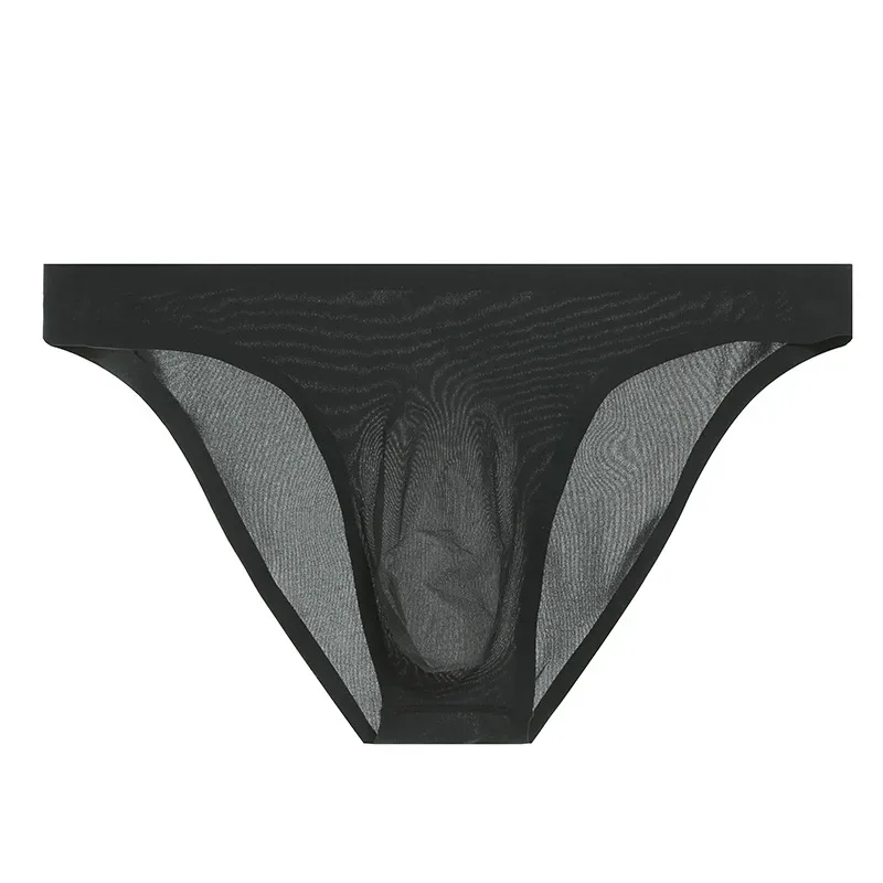 Mens Ice Silk Seamless Ultra-Thin Underwear Transparent Quick Dry Sexy Pouch Briefs Male Seamless Breathable Panties Underpants