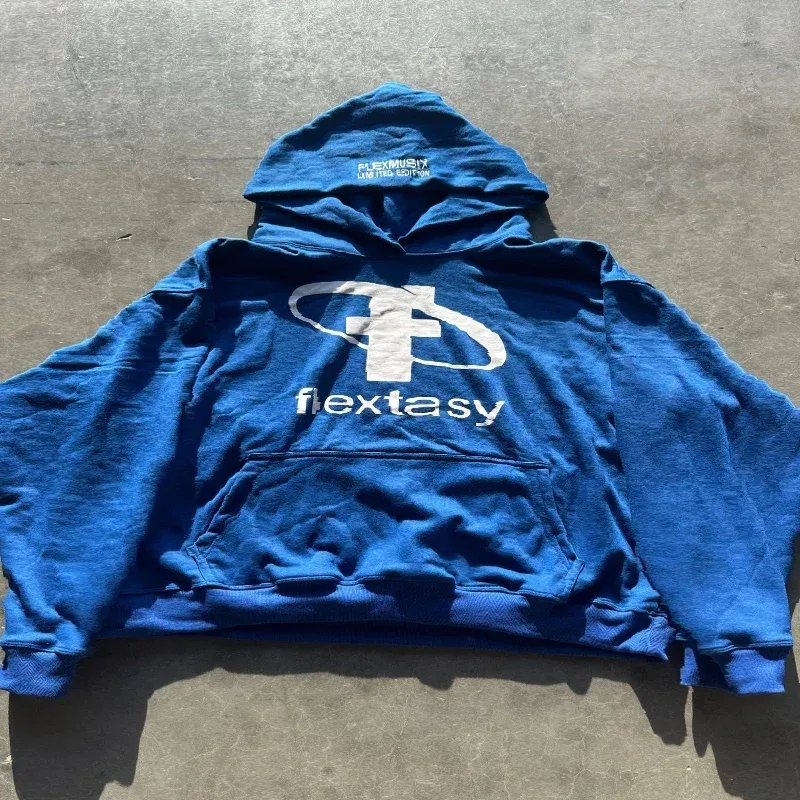 2000s Fashion Harajuku Hoodie Print Casual Gothic Klein Blue Streetwear Unisex New Trendy Hip Hop Sweatshirt Oversized Clothes