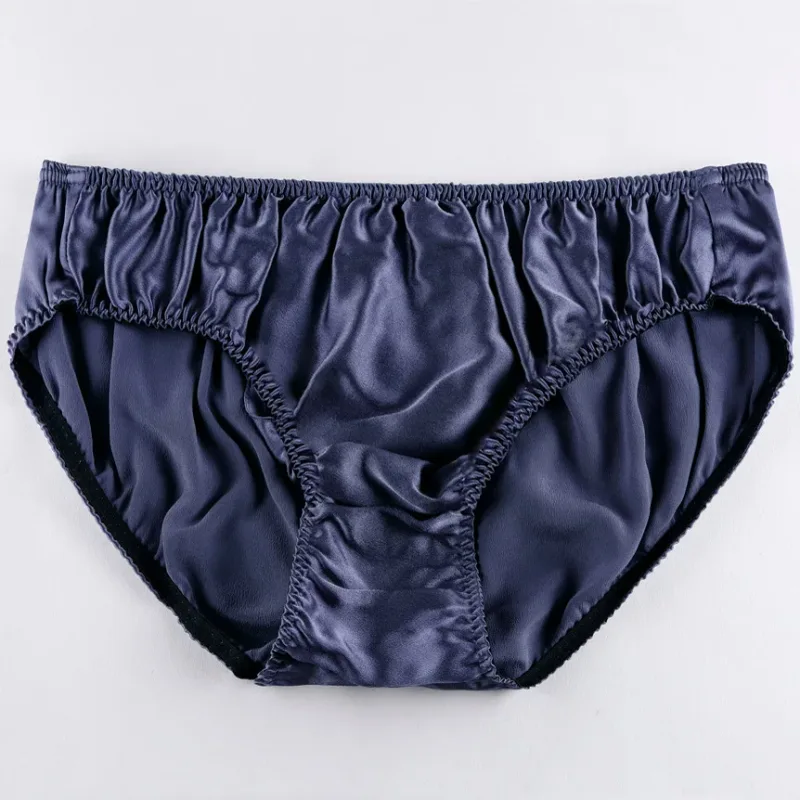 100% Mulberry Silk Men Sexy Underwear Wrinkle Briefs Breathable Male Panties Pure Silk Trigonometric Soft Man Underpants Summer