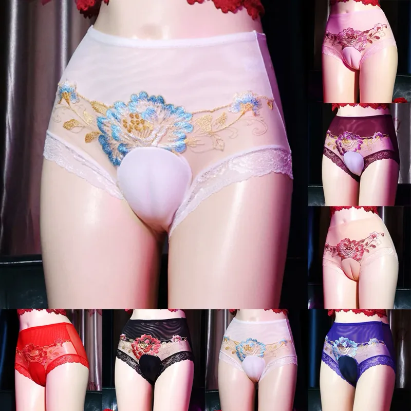 Fashion Hot Stylish Briefs Underwears White Black Crossdress Hiding Gaff Panties Men Polyester Purple Royal Blue