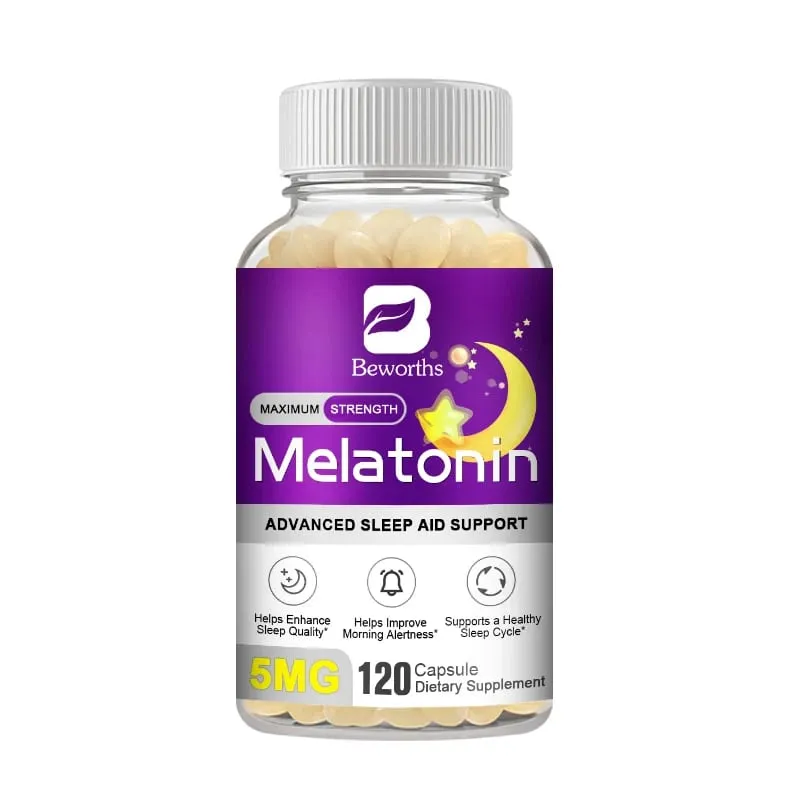 5MG Melatonin Capsules Sleep Better Prolong Sleep Time Walang Insomniac Pagpapabuti ng Kalidad ng Pagtulog Tulungan ang Matulog ng Himbing