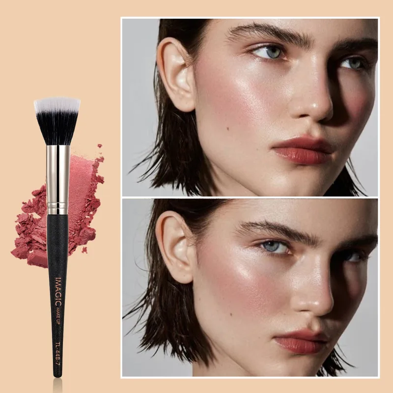 Kuas Perona Pipi Tunggal Kuas Highlighter Kontur Bedak Longgar Alat Rias Rambut Serat Lembut Kuas Kecantikan Profesional