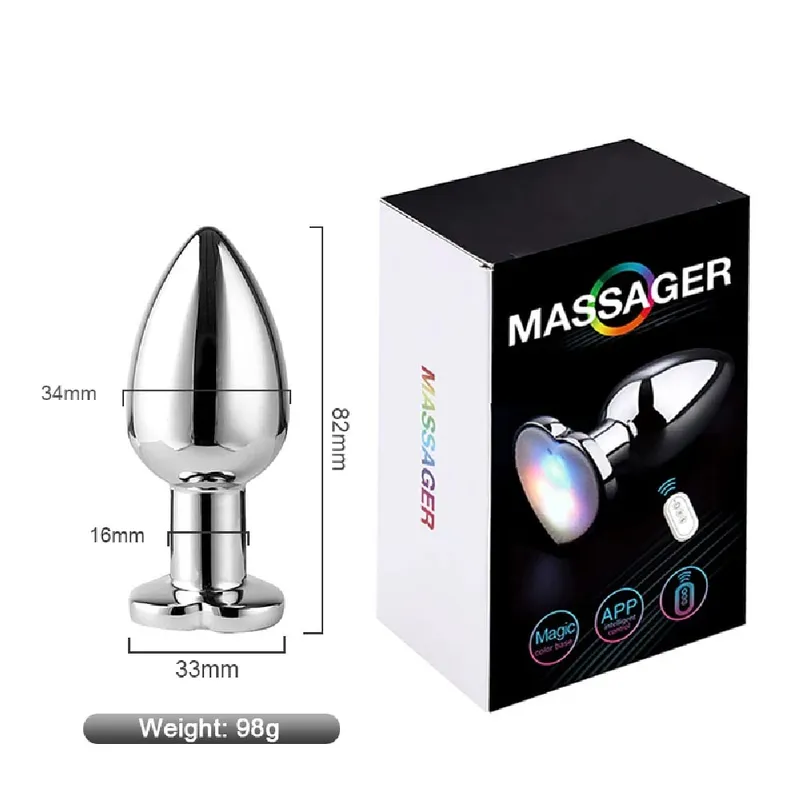 Glowing Vibrating Anal Plug RGB Light APP Control Anal Vibrator Bright Metal Butt Plug Bluetooth Vibration Dildo Adult Sex Toys